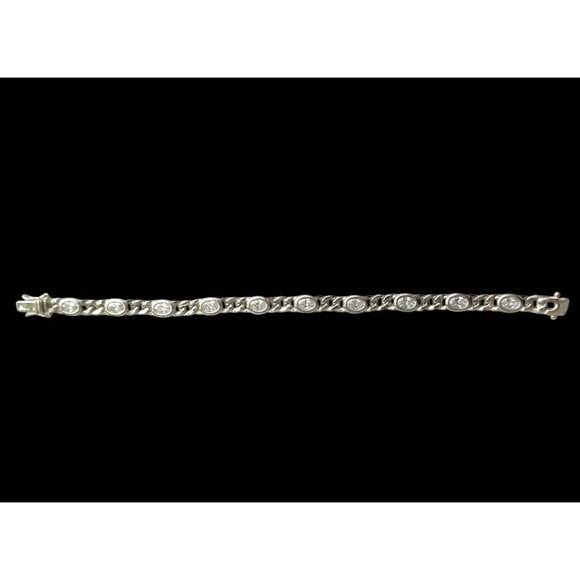 New Tocara Sterling Silver Bracelet Oval DiAmi Crystals Sparkle Curb Link 7.75" - Picture 12 of 12
